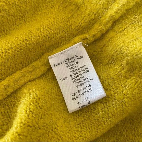 Elan Anthropologie Sylvie Plunge V Neck Wool Sweater Fuzzy Fox Wool Gold: M - Picture 8 of 10